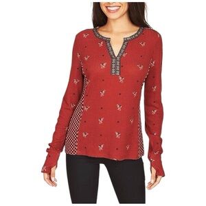 DR2 by Daniel Rainn Women’s Long Sleeve Waffle Knit Top  Embroidered Size M